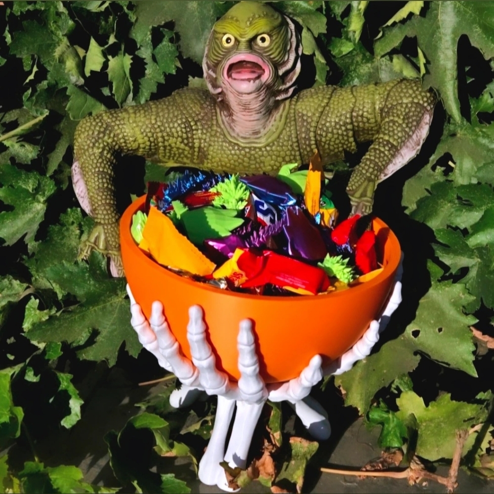 Skeleton hand Halloween candy bowl